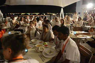 First day ends with candle light dinner on deck of Cruise