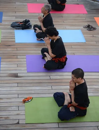 Early Morning Yoga on Cruise Deck