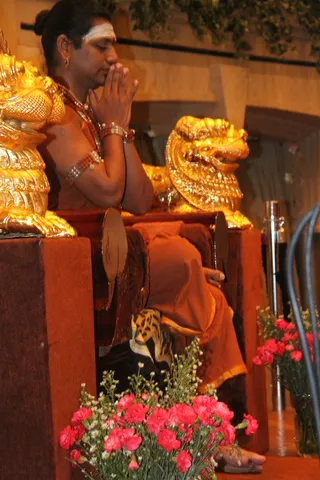 Satsang begins with a prayer in Sanskrit