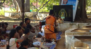 Arathi During Pratyaksha Padapuja