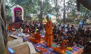 Arathi During Morning Paduka Puja