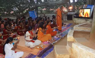 Arathi During Morning Padapuja
