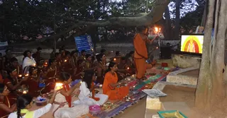 Arathi During Morning Padapuja