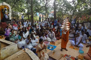 Arathi During Morning Padapuja