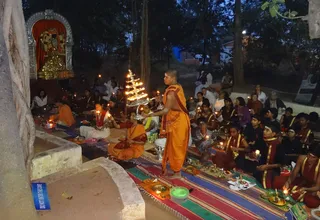 Arathi During Morning Padapuja