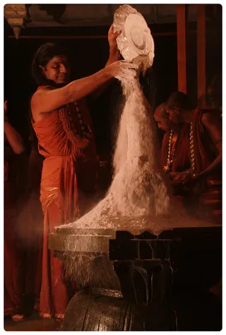 Swamiji does vibhooti abishekam.