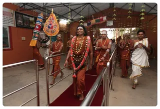 Swamiji inside the temple.