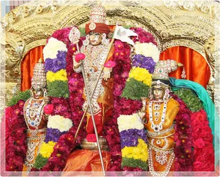 Muruga (Karthikeya) with his Consorts.