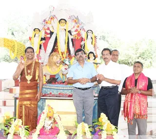 Swamiji Blessing After Pranapratista of Devi.