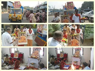 Sannyas Yatra from Rajapalayam reached trichy .
