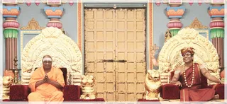 Atmananda Swamiji and swamiji During Satsang.