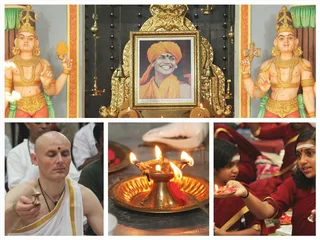 Paduka puja in progress...
