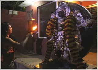 Swamiji giving arathi to Kalabhairava