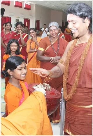 Swamiji Blessing Gurukul Childs New Veena (a musical Instrument)