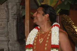Swamiji having Darshan of Nithyanandeswara and Nithyanandeswari