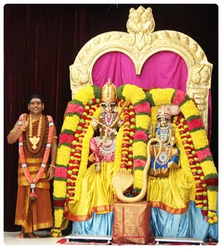 Swamiji blessing along with Meenakshi Sundereswara.