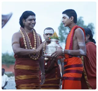 Welcoming Swamiji With Purna Kumbha for Rudraabhishekam