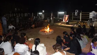 Camp fire in the Evening