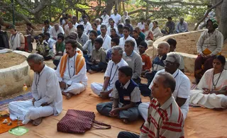 Devotees Gathering for Paduka Puja