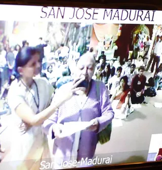 e-Kalpataru at San Jose being blessed by Swamiji from Haridwar