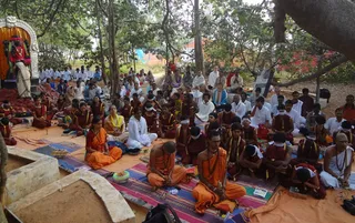 Devotees Gathering for Paduka Puja