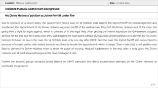 Madurai Aadheenam Persecution