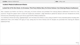 Madurai Aadheenam Persecution