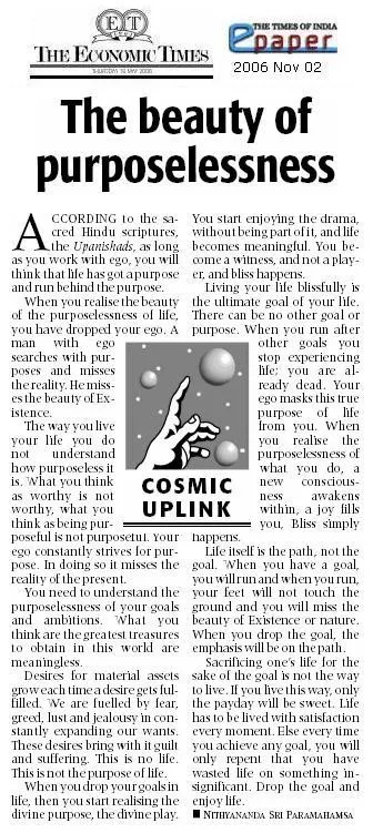 Article - The Beauty of Purposelessness