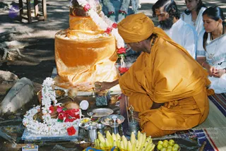 2003-SWAMIJI-PERFORMING-POOJA-UNDER-BANYAN-TREE